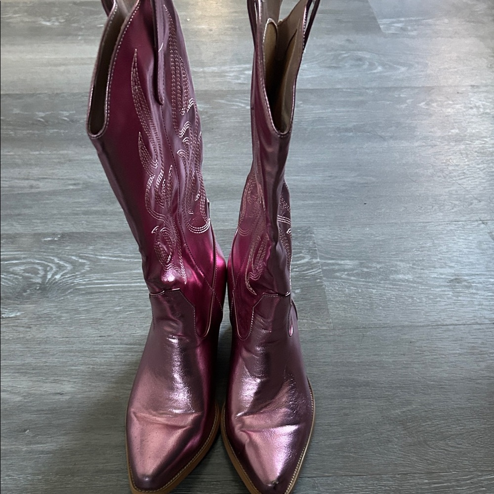 Free People Shiny Pink Heeled Boots